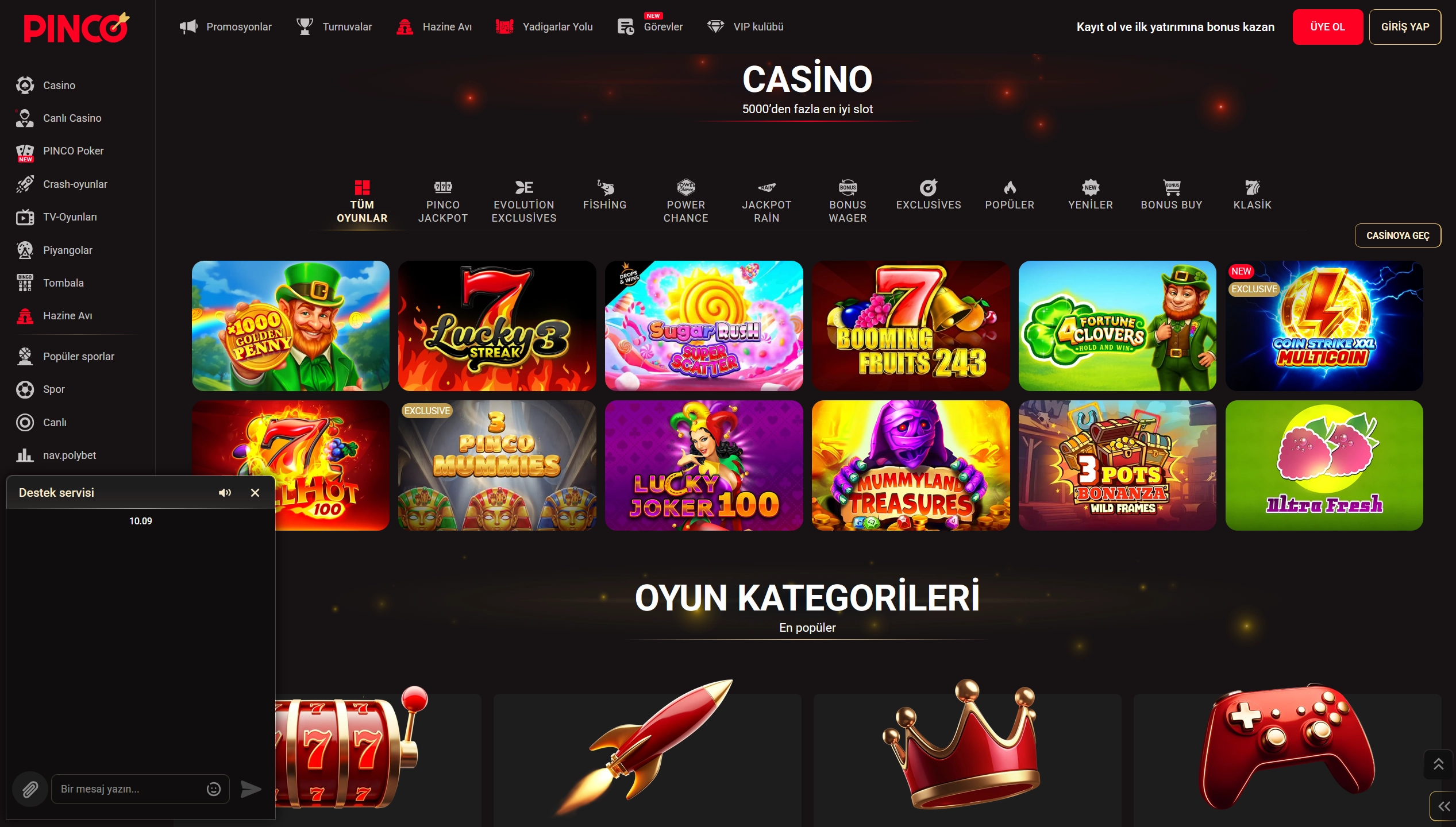 Yeni adres bulma ve Pinco giriş