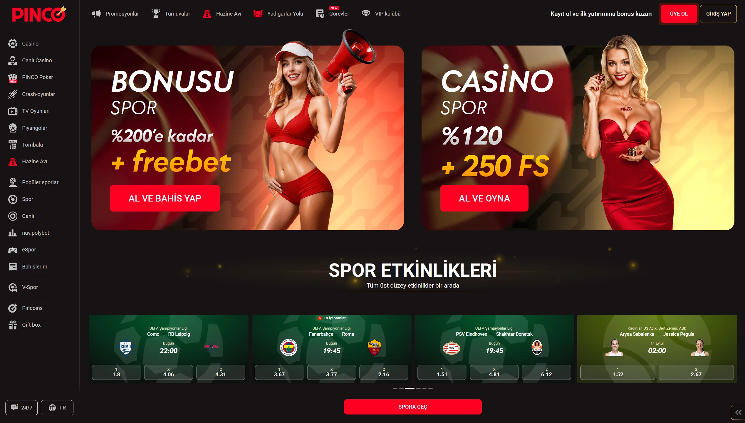 Pinco bet bonusları ve promosyonlar